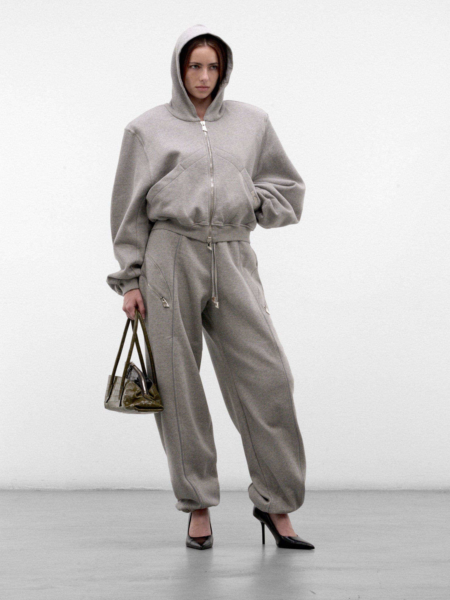 Gray Structured Zip Hoodie (261WCF00026-GREY)