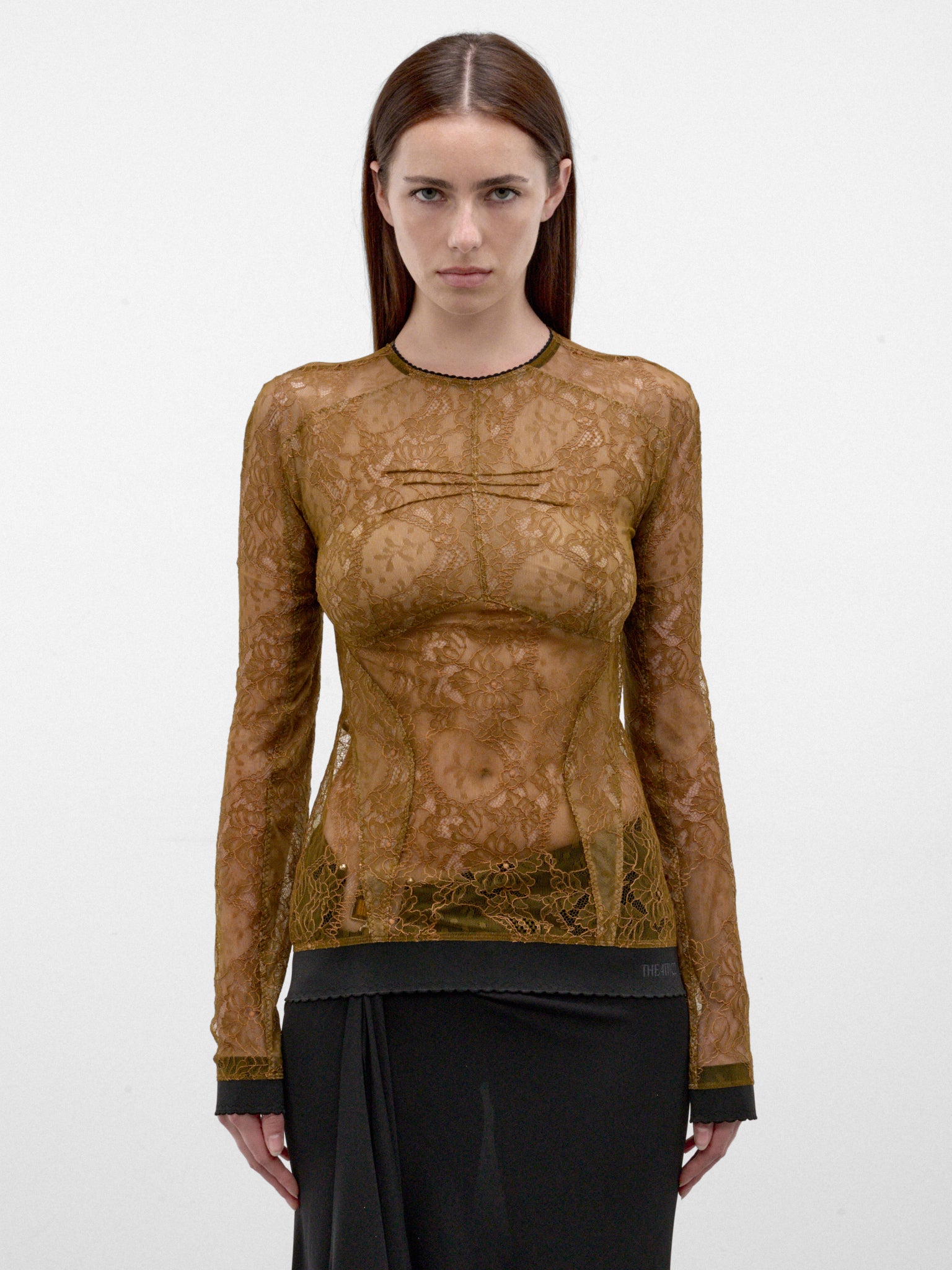 Olive Sheer Floral Lace Top (261WCI00039-OLIVE)