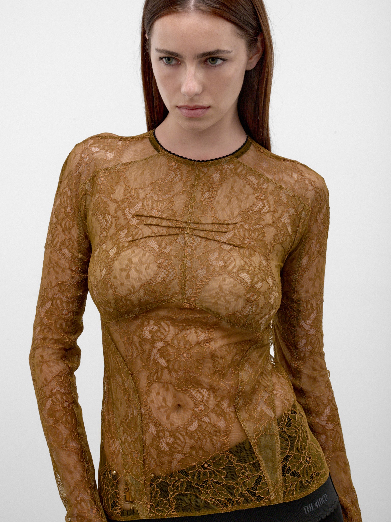 Olive Sheer Floral Lace Top (261WCI00039-OLIVE)