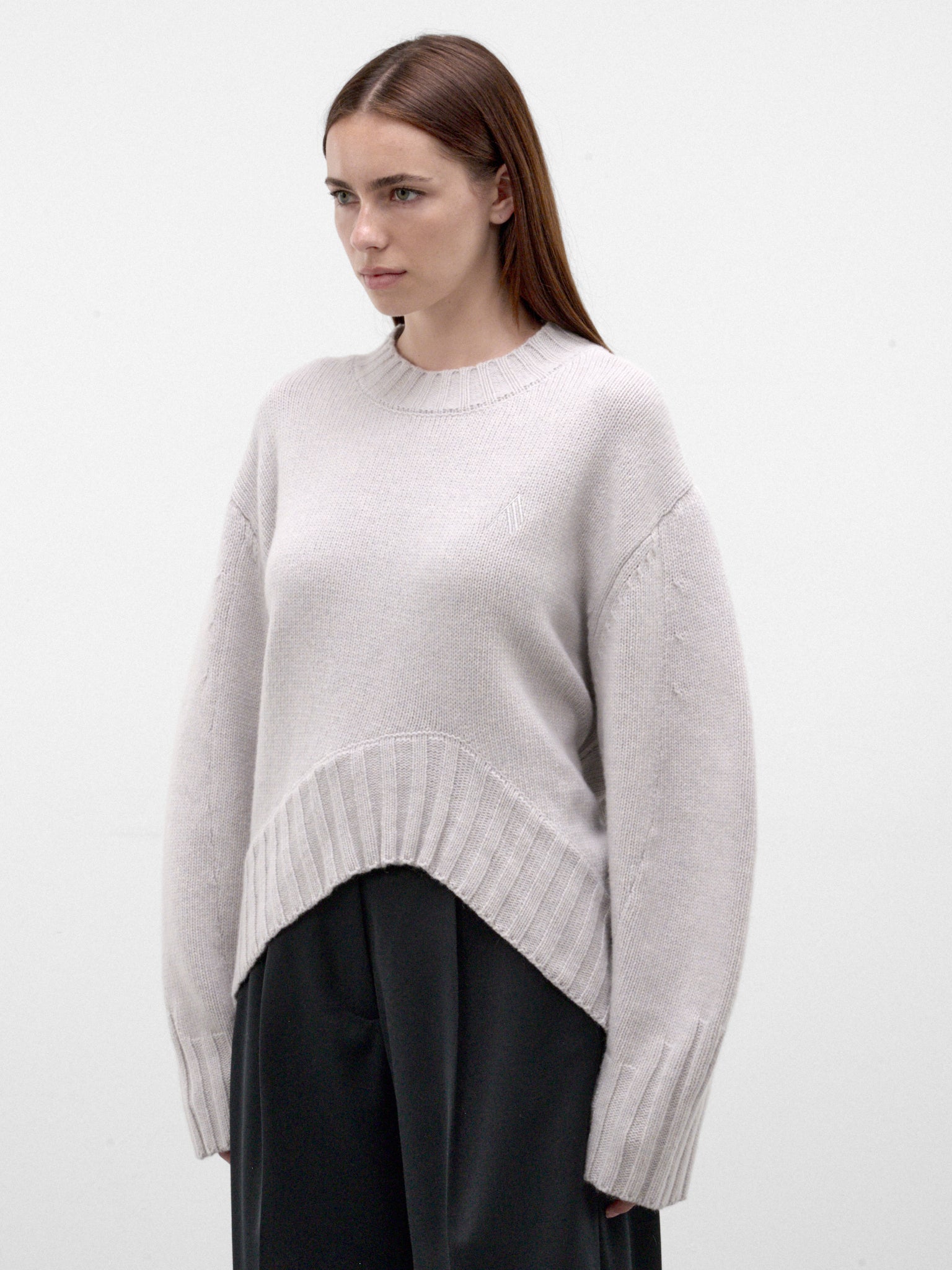 Gray Wool-Cashmere Knit Sweater (261WCK00126-LIGHT-GREY)