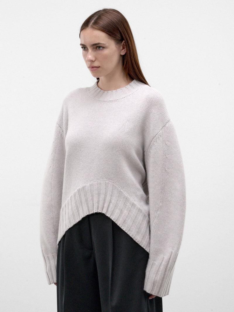 Gray Wool-Cashmere Knit Sweater (261WCK00126-LIGHT-GREY)