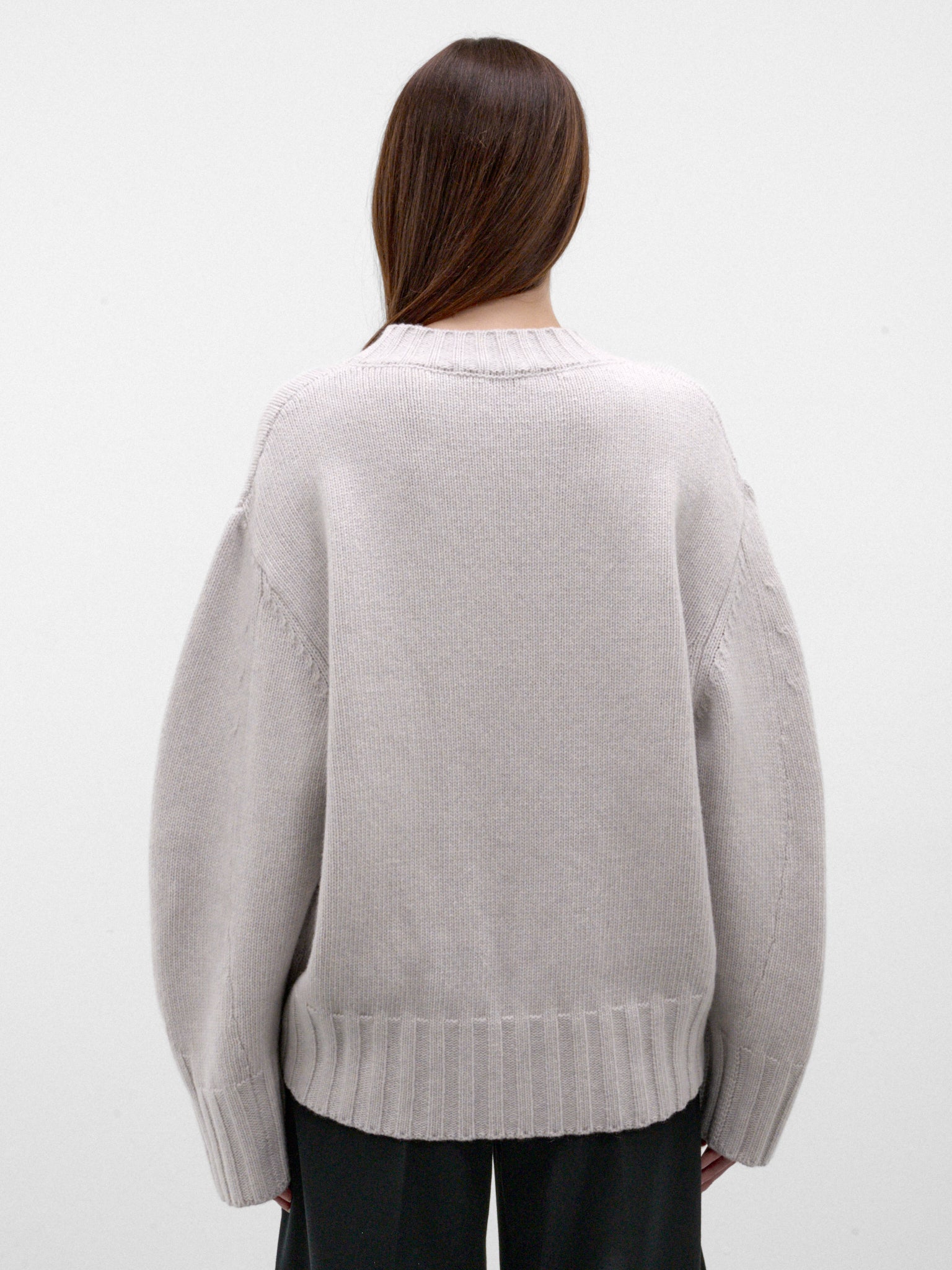 Gray Wool-Cashmere Knit Sweater (261WCK00126-LIGHT-GREY)