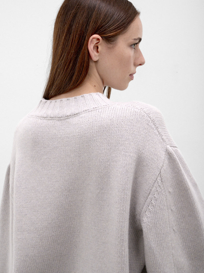 Gray Wool-Cashmere Knit Sweater (261WCK00126-LIGHT-GREY)