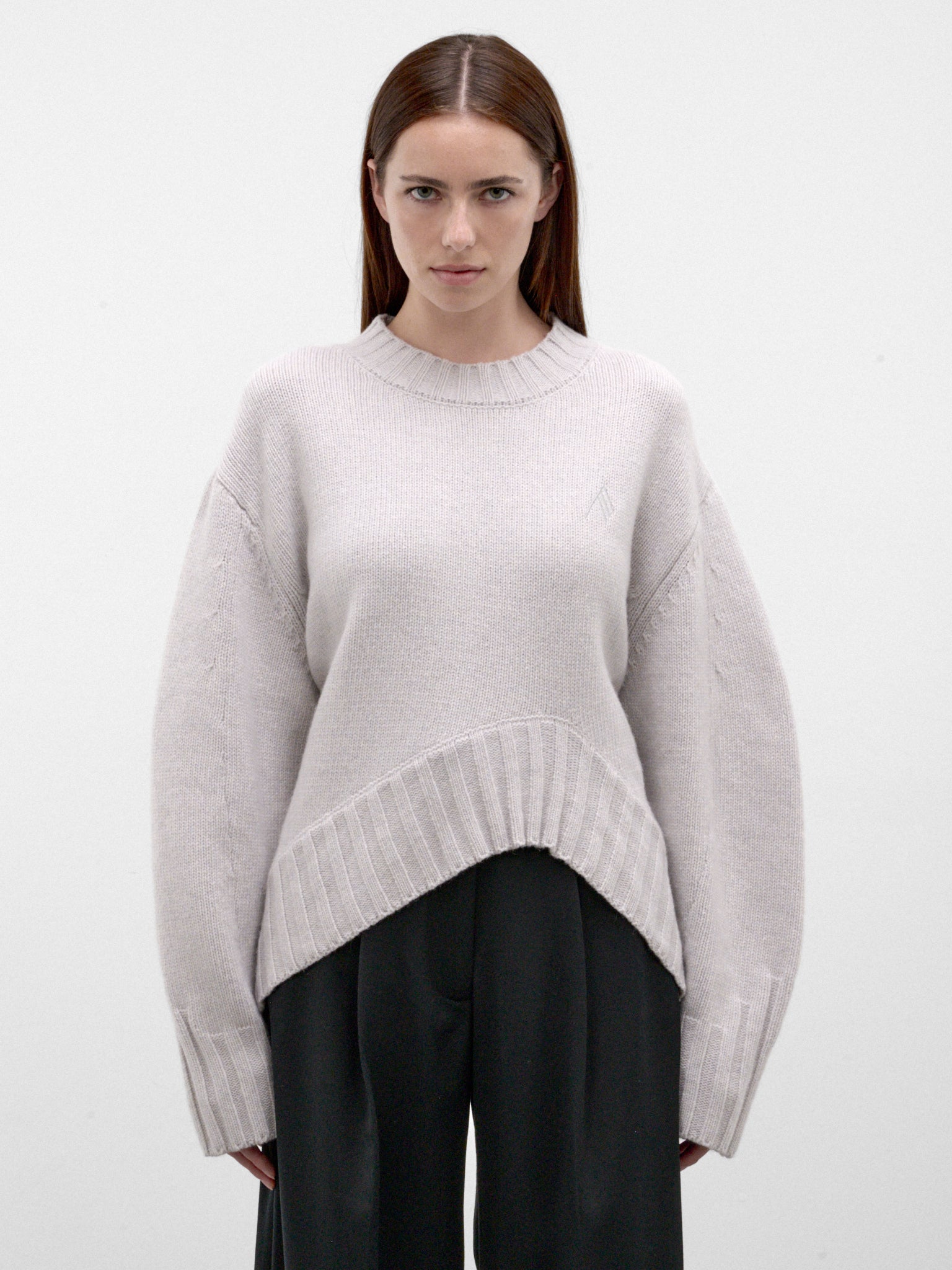 Gray Wool-Cashmere Knit Sweater (261WCK00126-LIGHT-GREY)