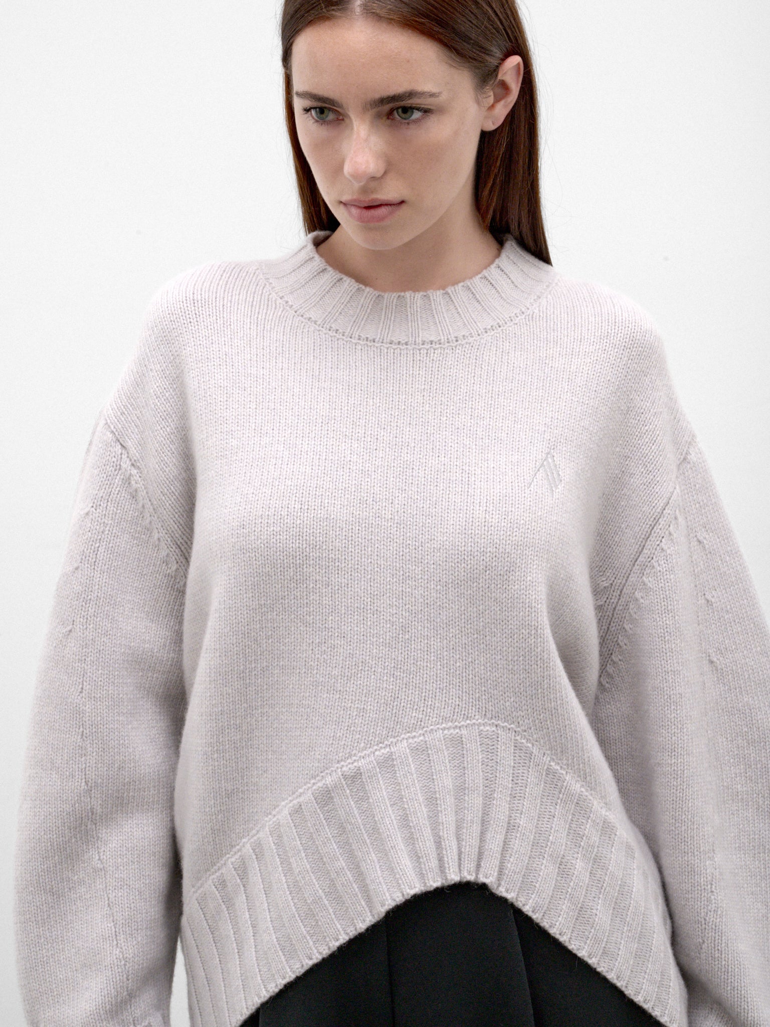 Gray Wool-Cashmere Knit Sweater (261WCK00126-LIGHT-GREY)