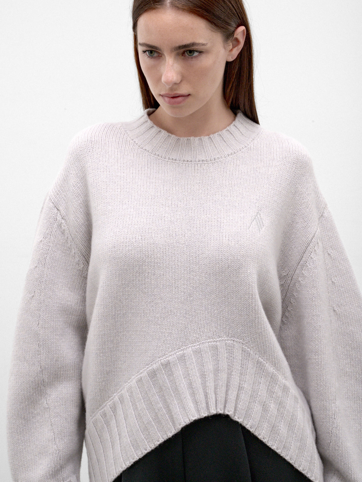 Gray Wool-Cashmere Knit Sweater (261WCK00126-LIGHT-GREY)
