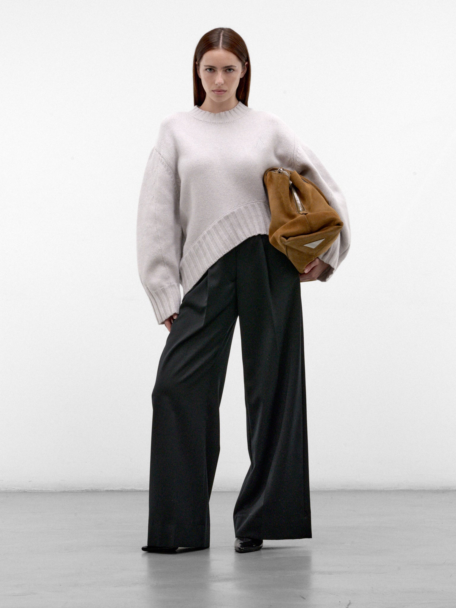 Gray Wool-Cashmere Knit Sweater (261WCK00126-LIGHT-GREY)
