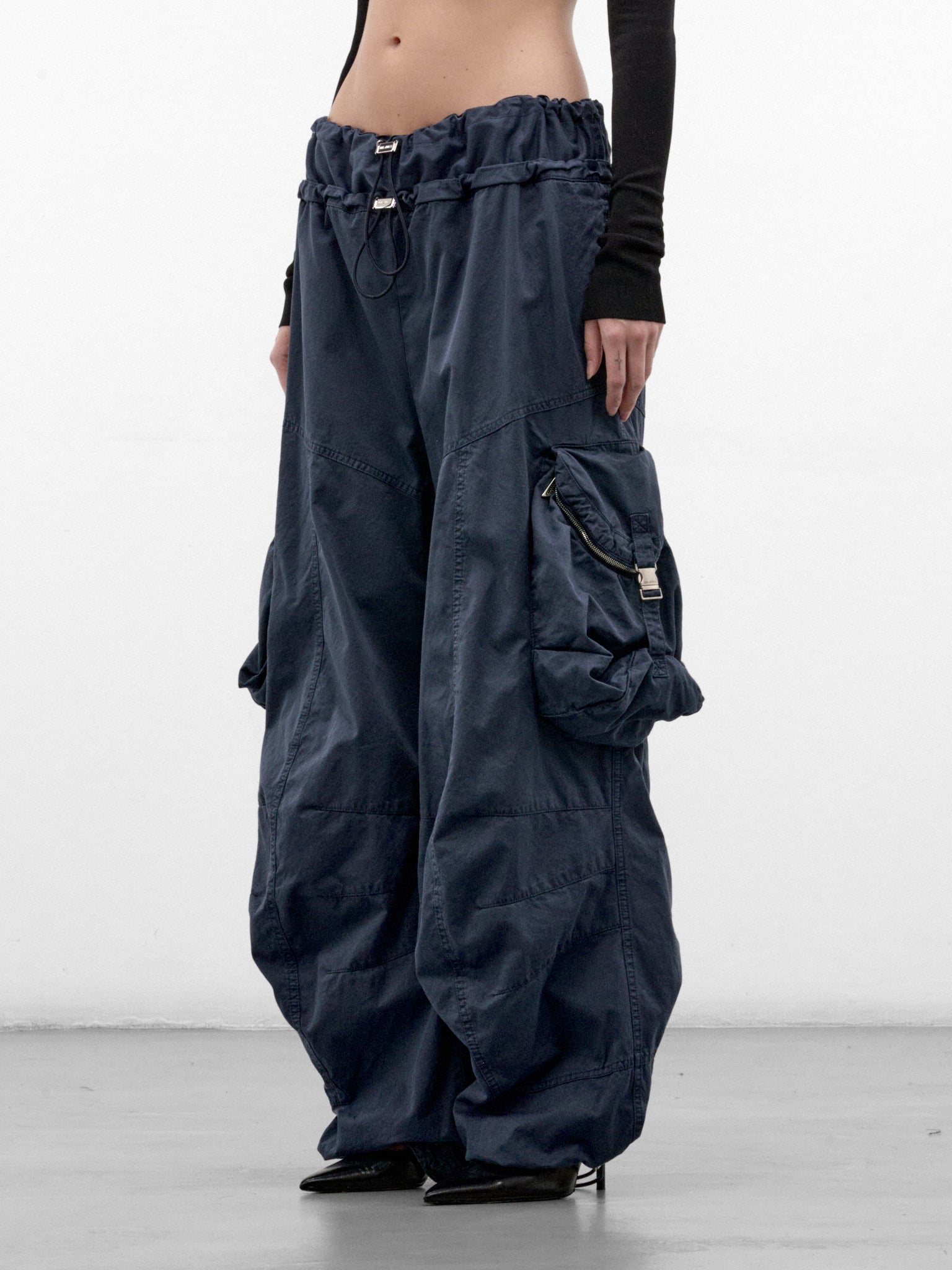 Washed Blue Wide Cargo Pants (261WCP00313-WASHED-BLUE)