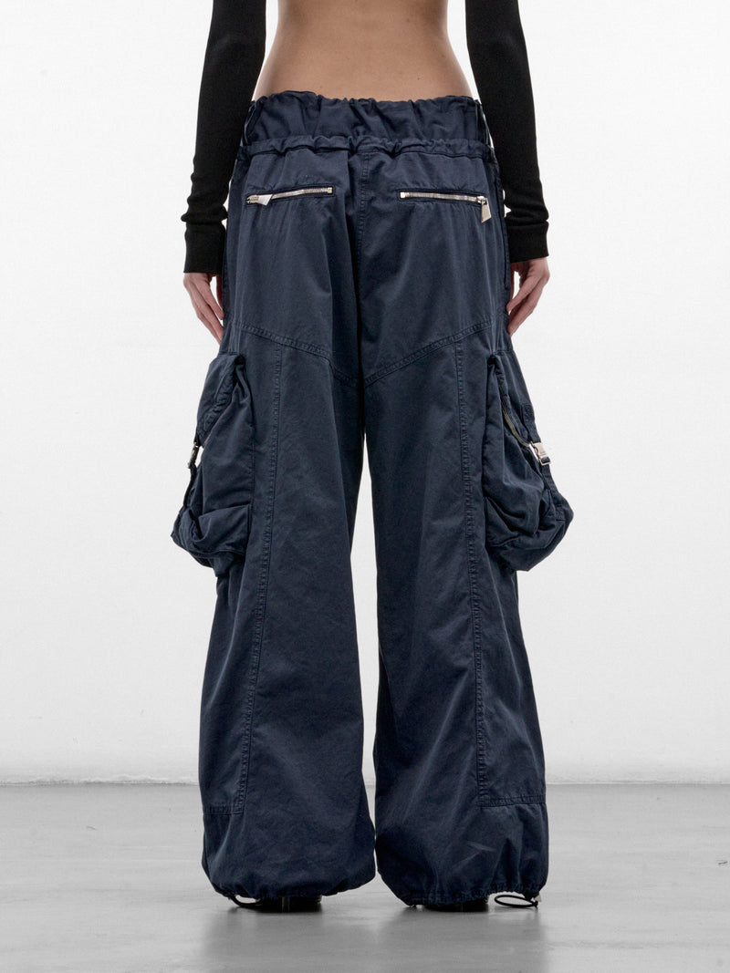 Washed Blue Wide Cargo Pants (261WCP00313-WASHED-BLUE)