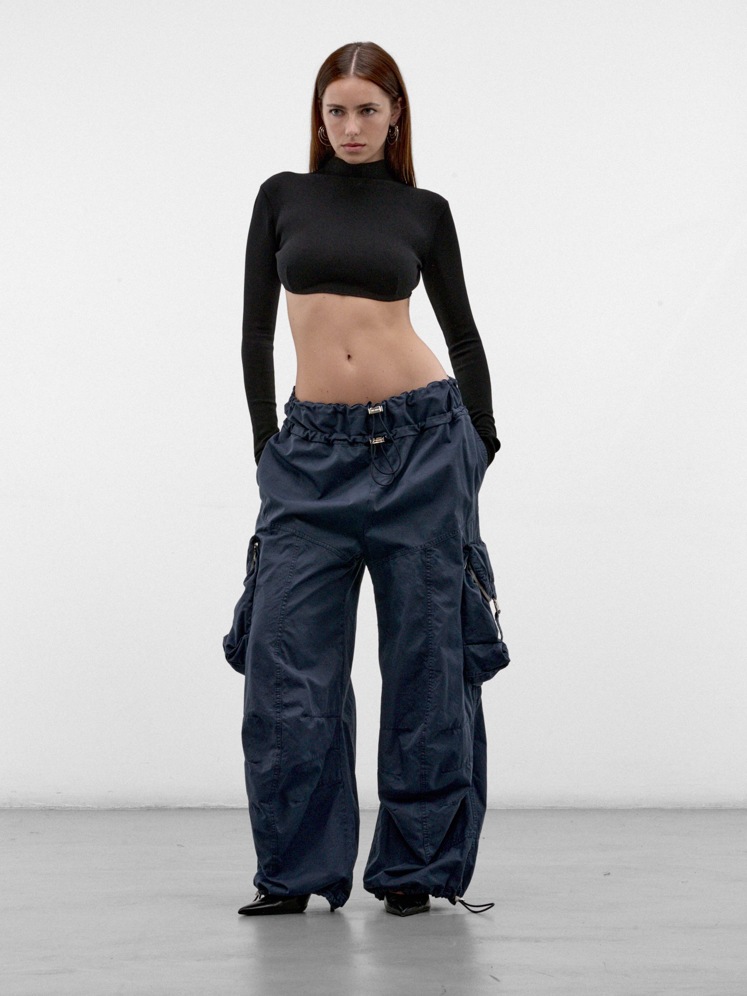 Washed Blue Wide Cargo Pants (261WCP00313-WASHED-BLUE)