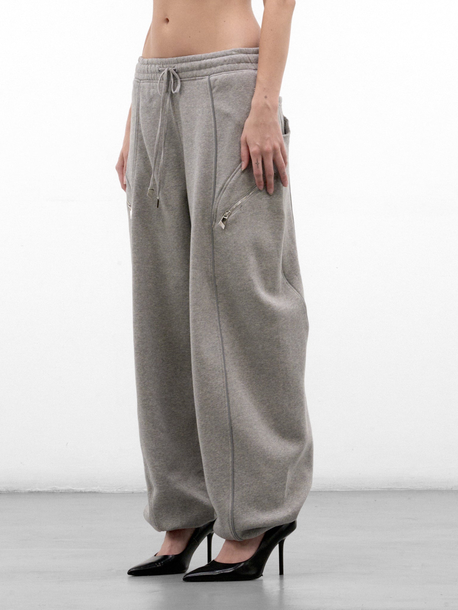Gray Cotton Wide Leg Sweatpants (261WCP00318-GREY)