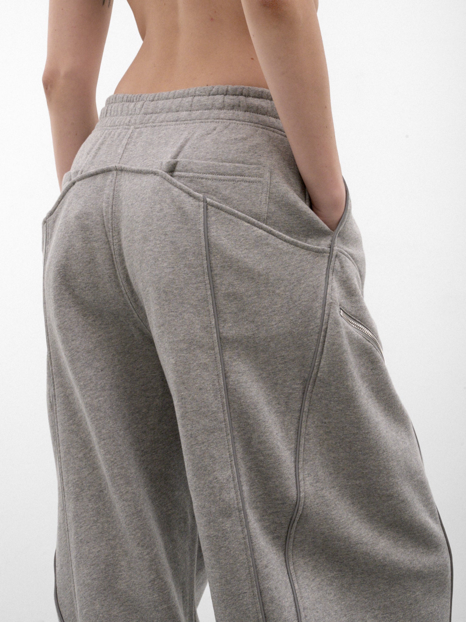 Gray Cotton Wide Leg Sweatpants (261WCP00318-GREY)