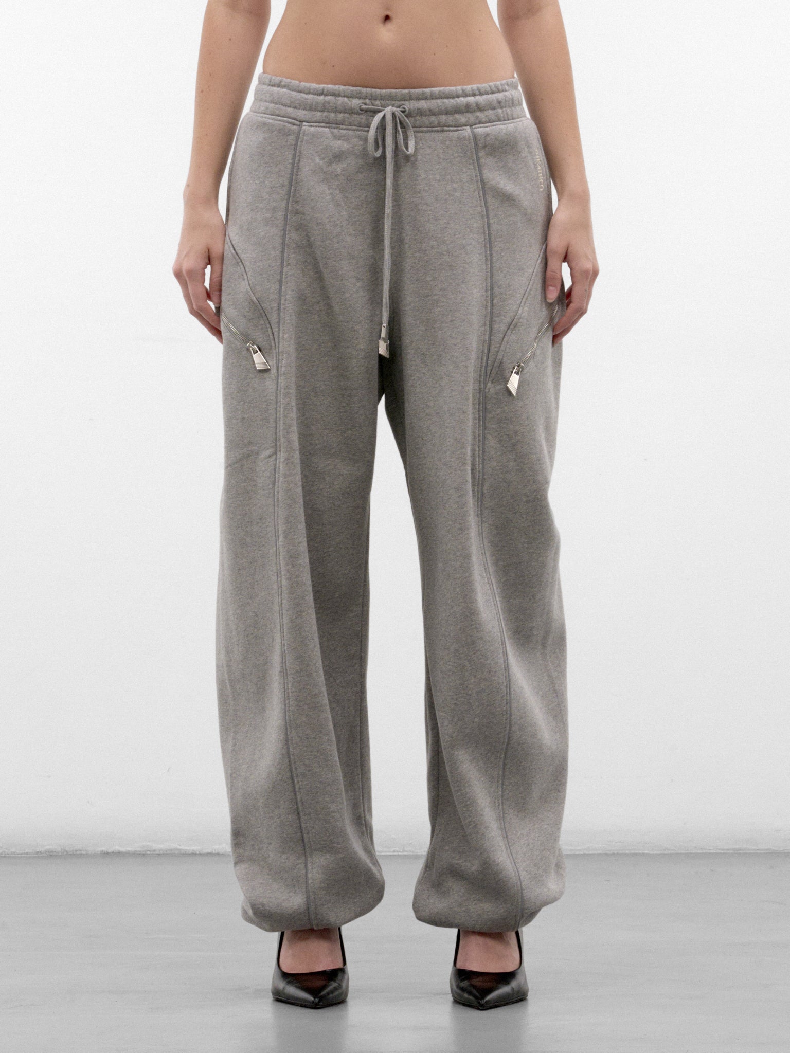 Gray Cotton Wide Leg Sweatpants (261WCP00318-GREY)