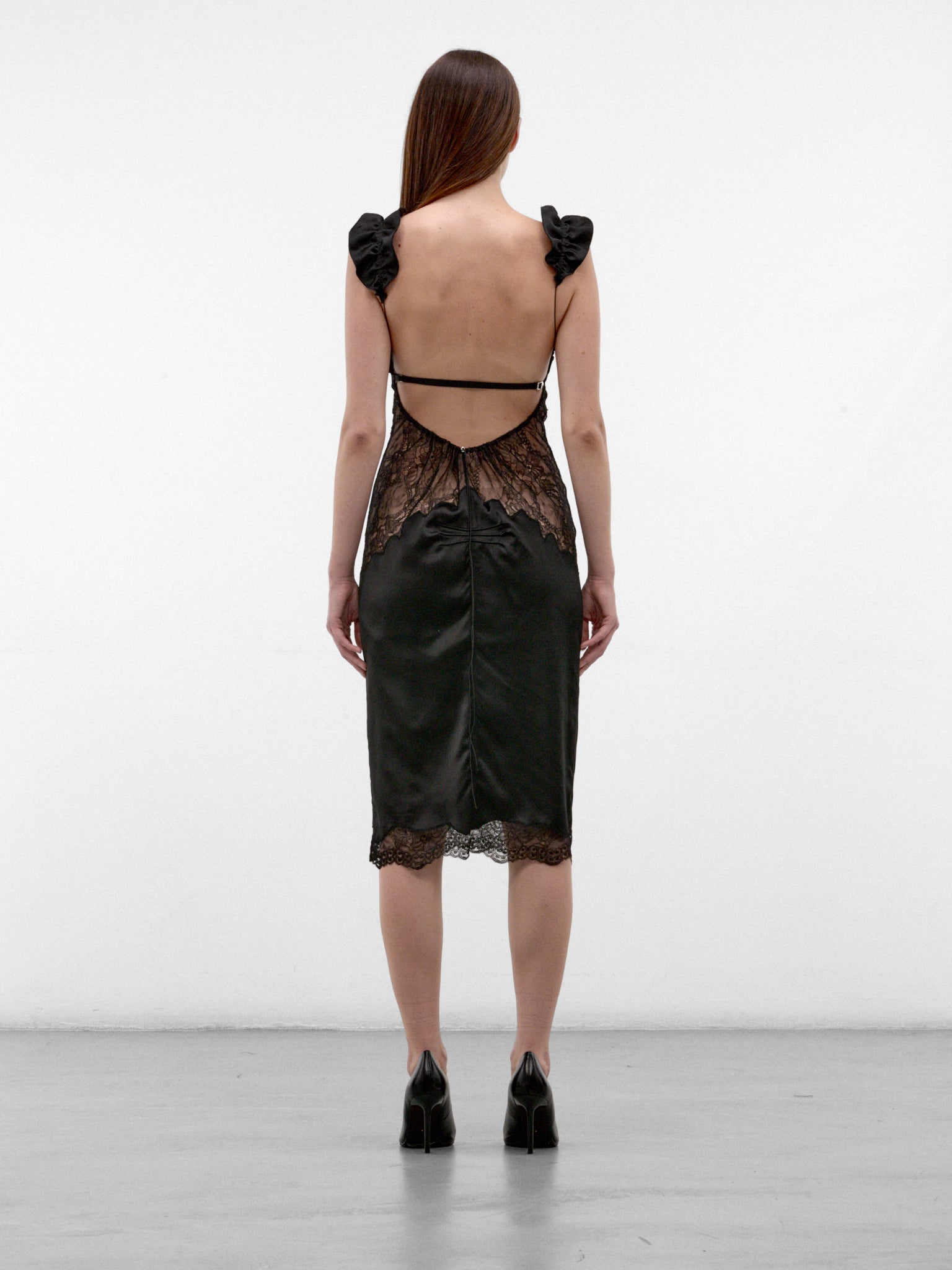 Black Floral Lace Camisole Dress (261WCW00315-BLACK)
