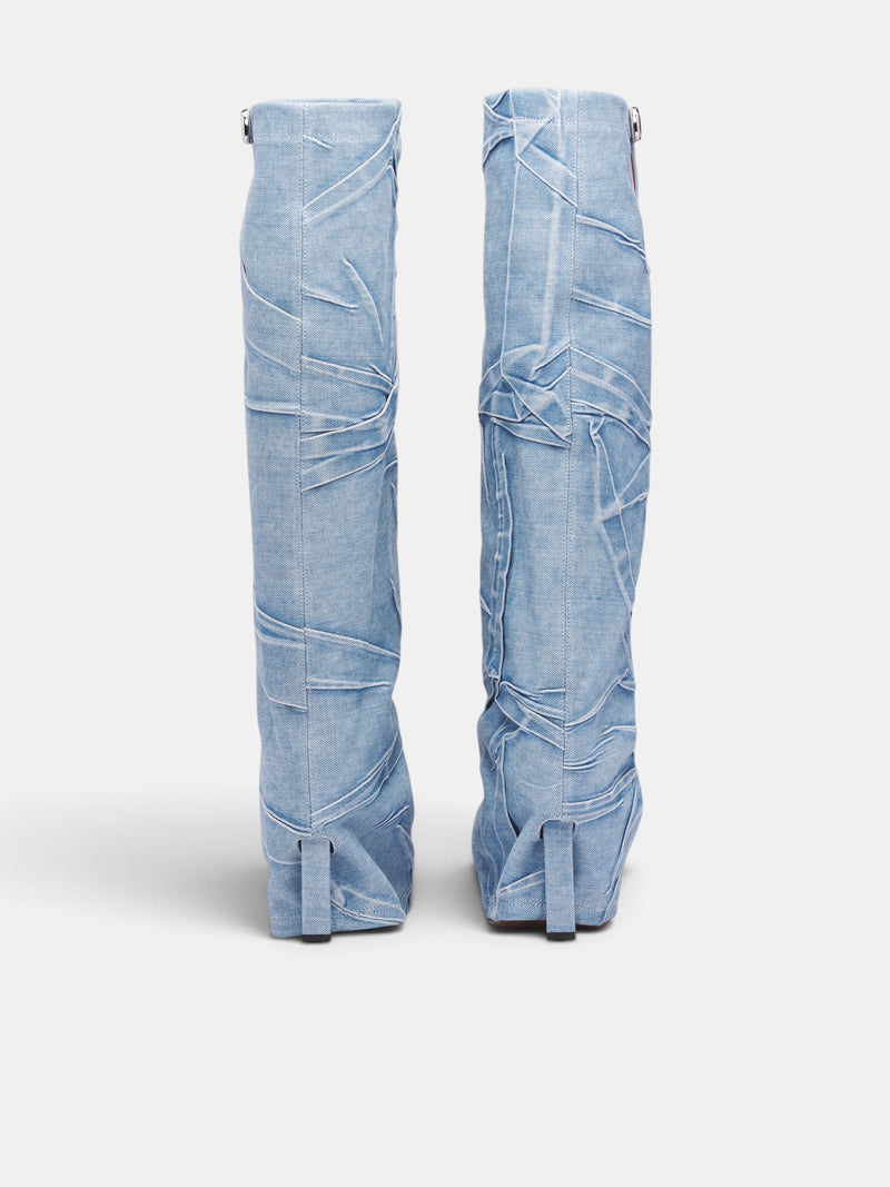 Blue Denim Folded Leon Boots (261WSH00923-BLUE)
