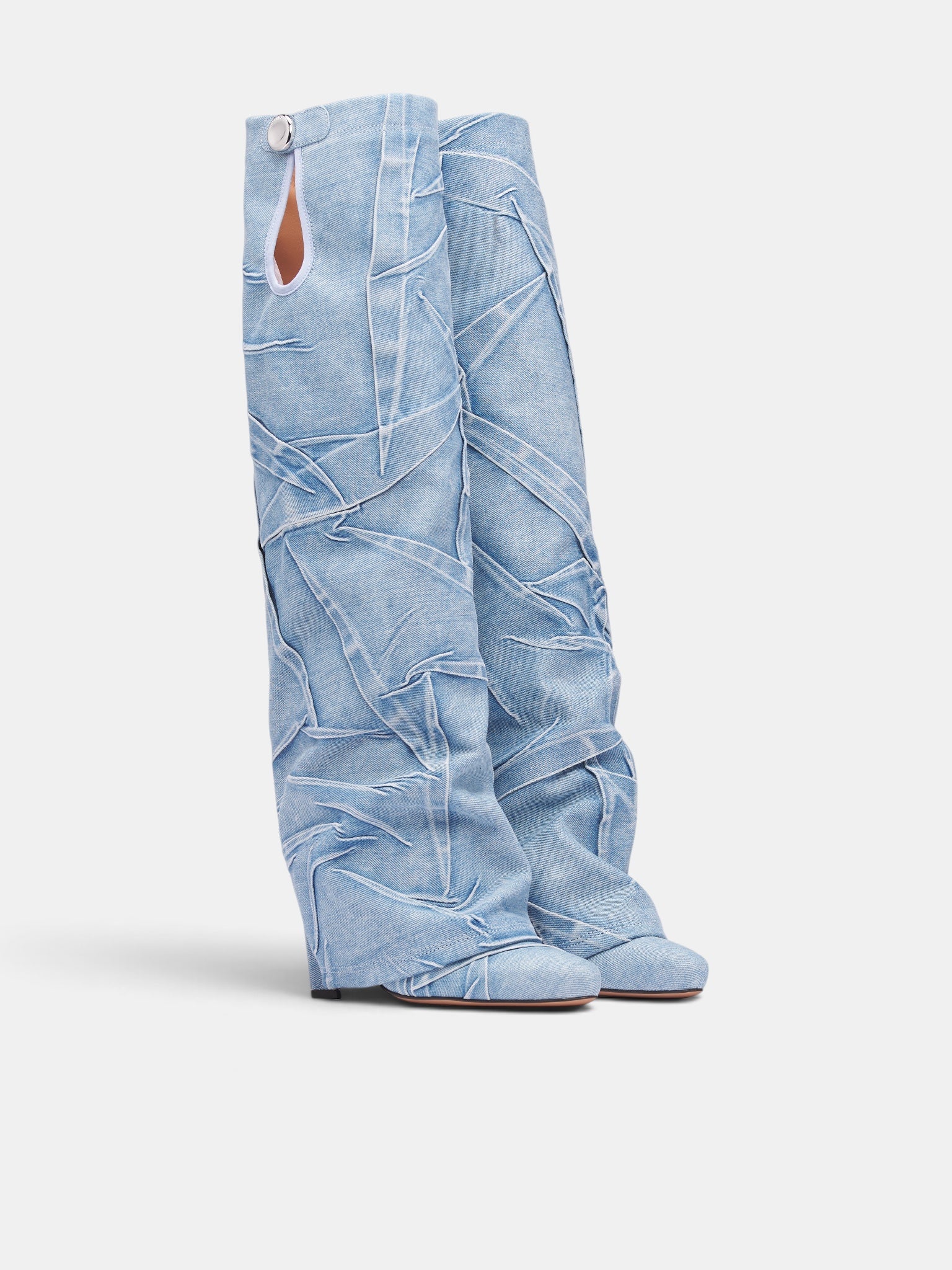 Blue Denim Folded Leon Boots (261WSH00923-BLUE)