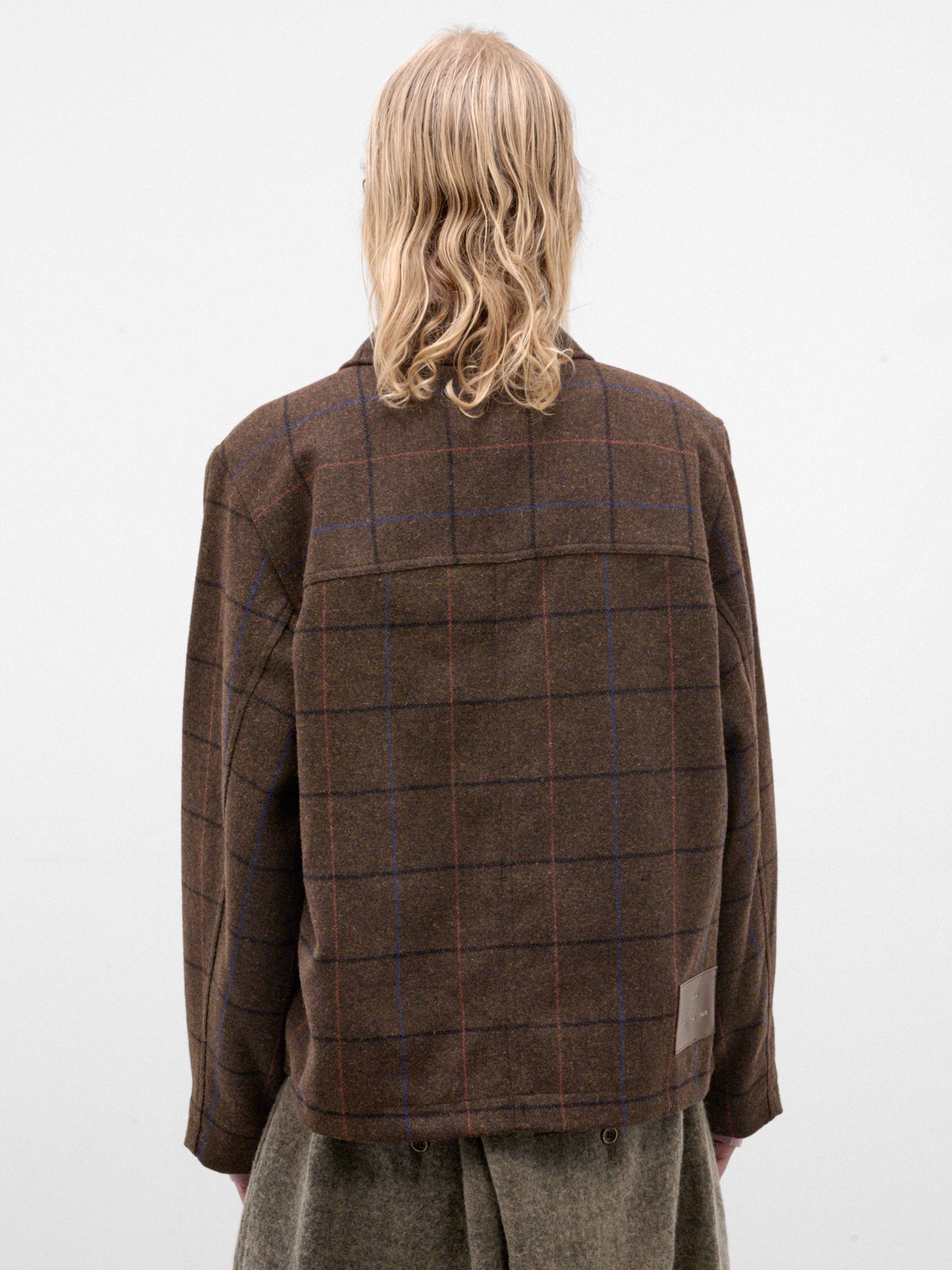 Brown Check Cropped Zip Jacket (262-MJK102-BROWN)