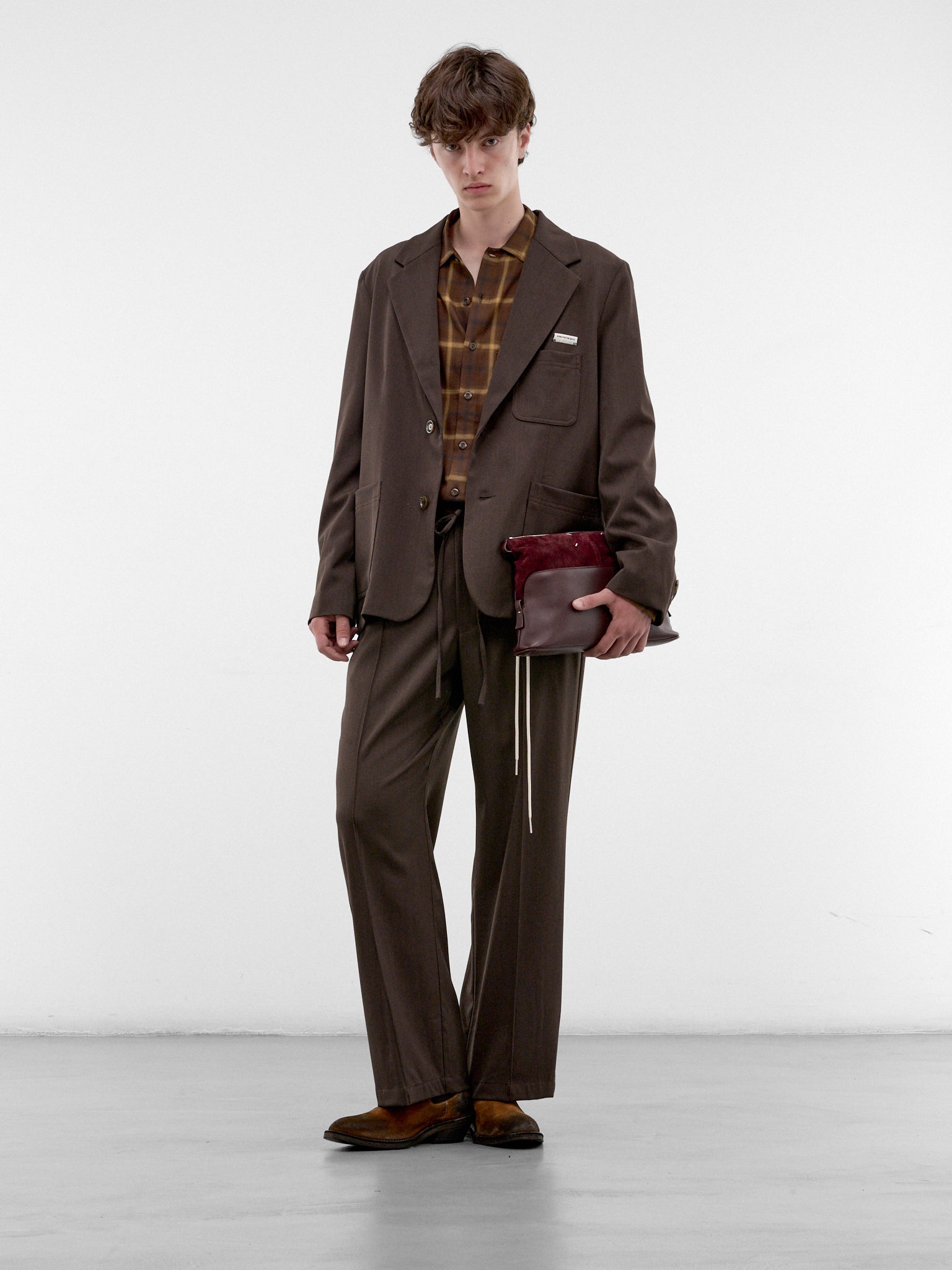 Brown Plaid Still Life Shirt (262-MSH058-BROWN)