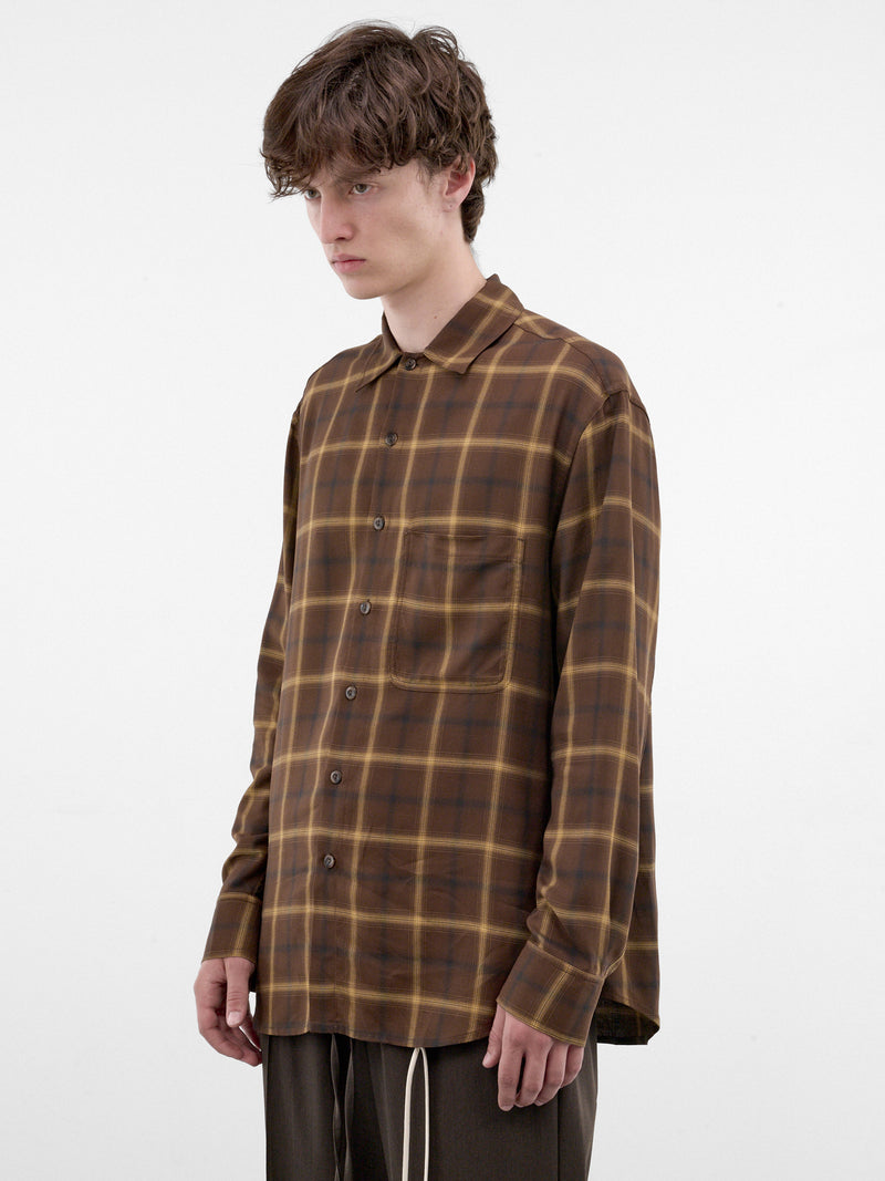 Brown Plaid Still Life Shirt (262-MSH058-BROWN)