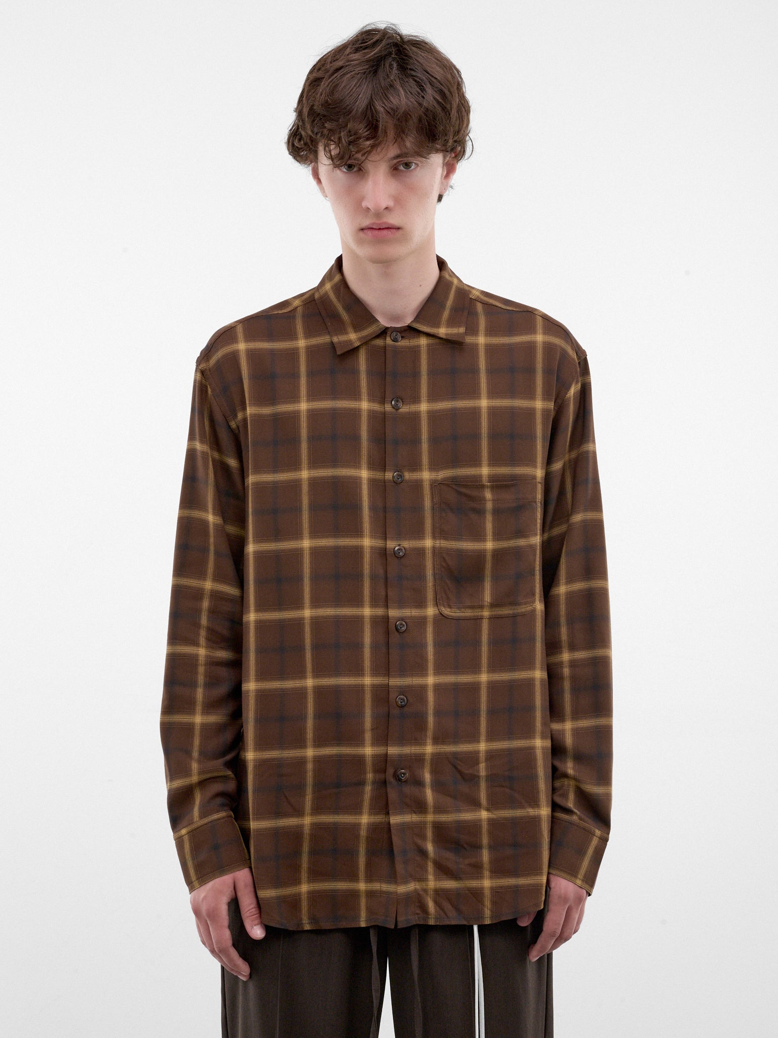 Brown Plaid Still Life Shirt (262-MSH058-BROWN)