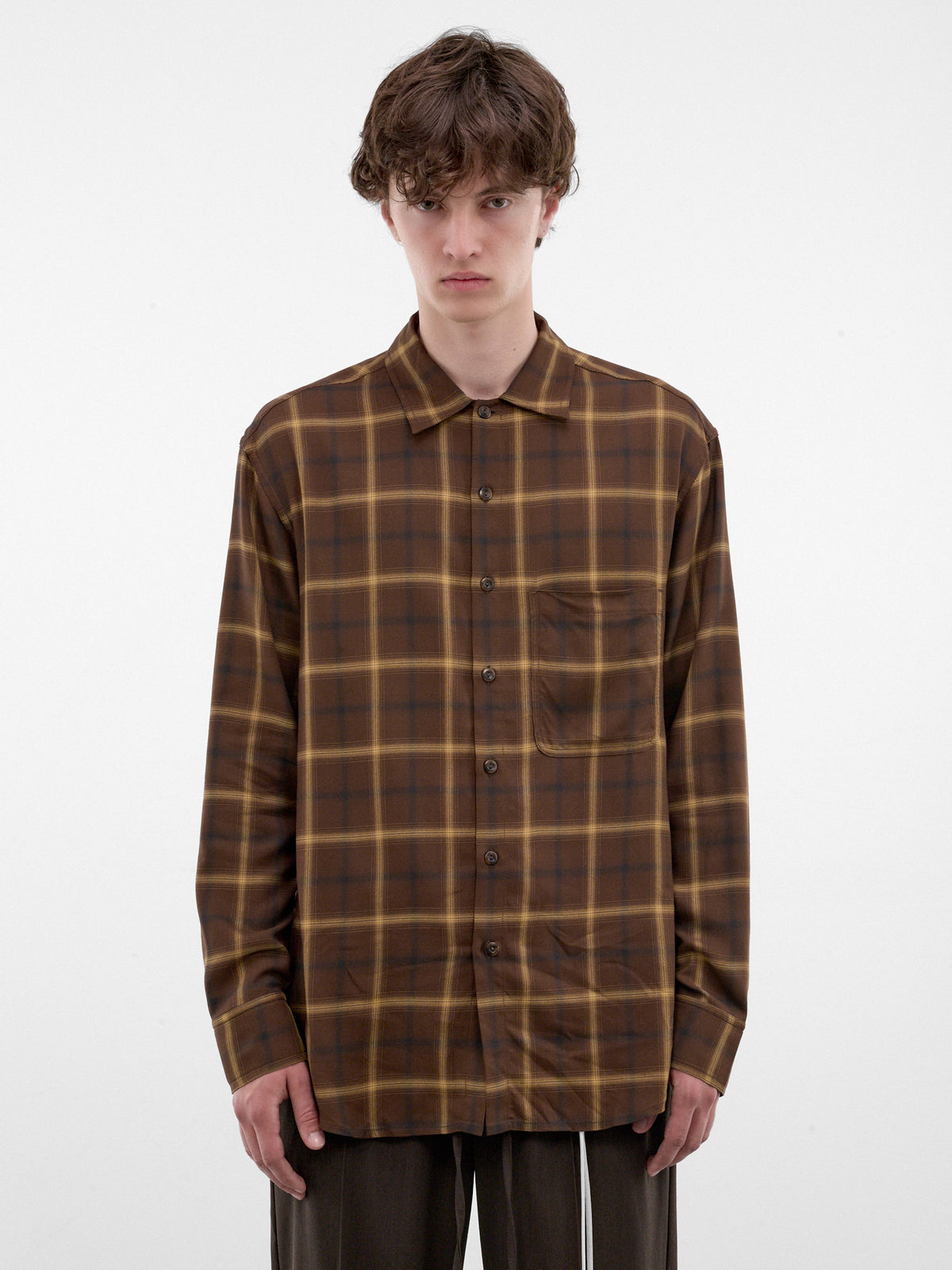 Brown Plaid Still Life Shirt (262-MSH058-BROWN)