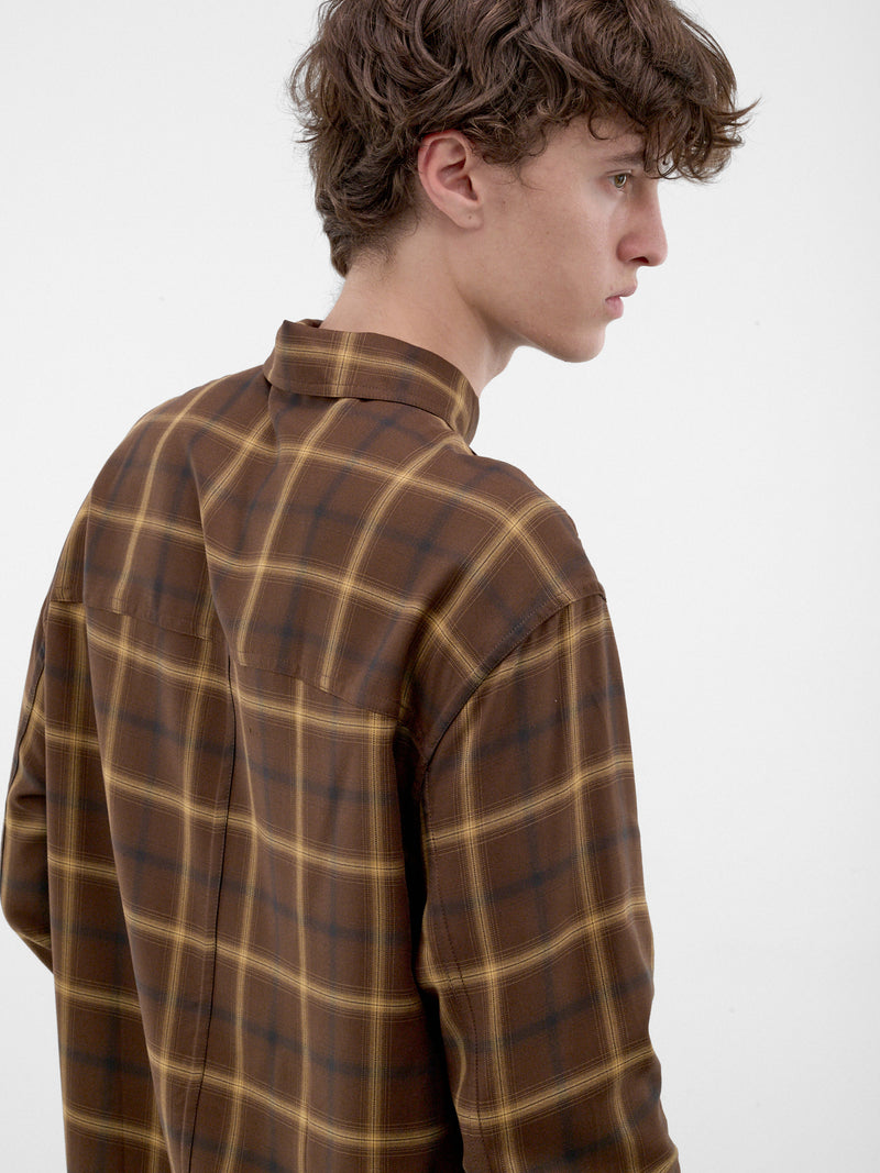Brown Plaid Still Life Shirt (262-MSH058-BROWN)
