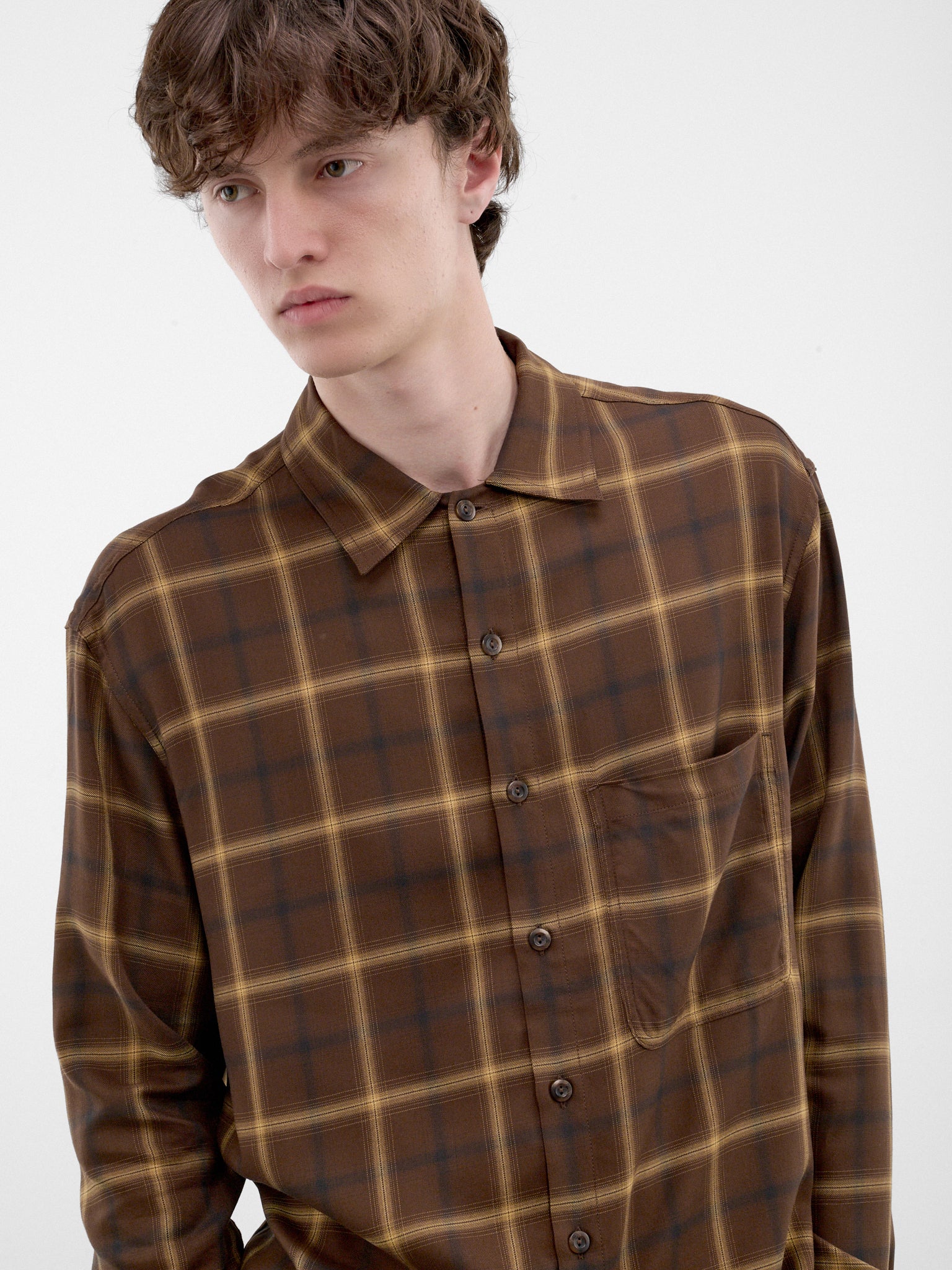Brown Plaid Still Life Shirt (262-MSH058-BROWN)