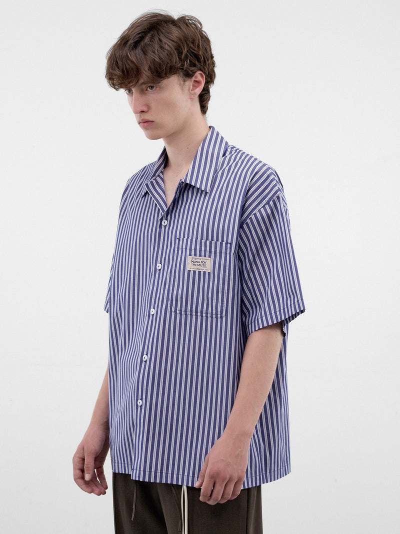 Blue Striped Boxy Gym Shirt (262-MSH071-BLUE-WIDE-STRIPE)