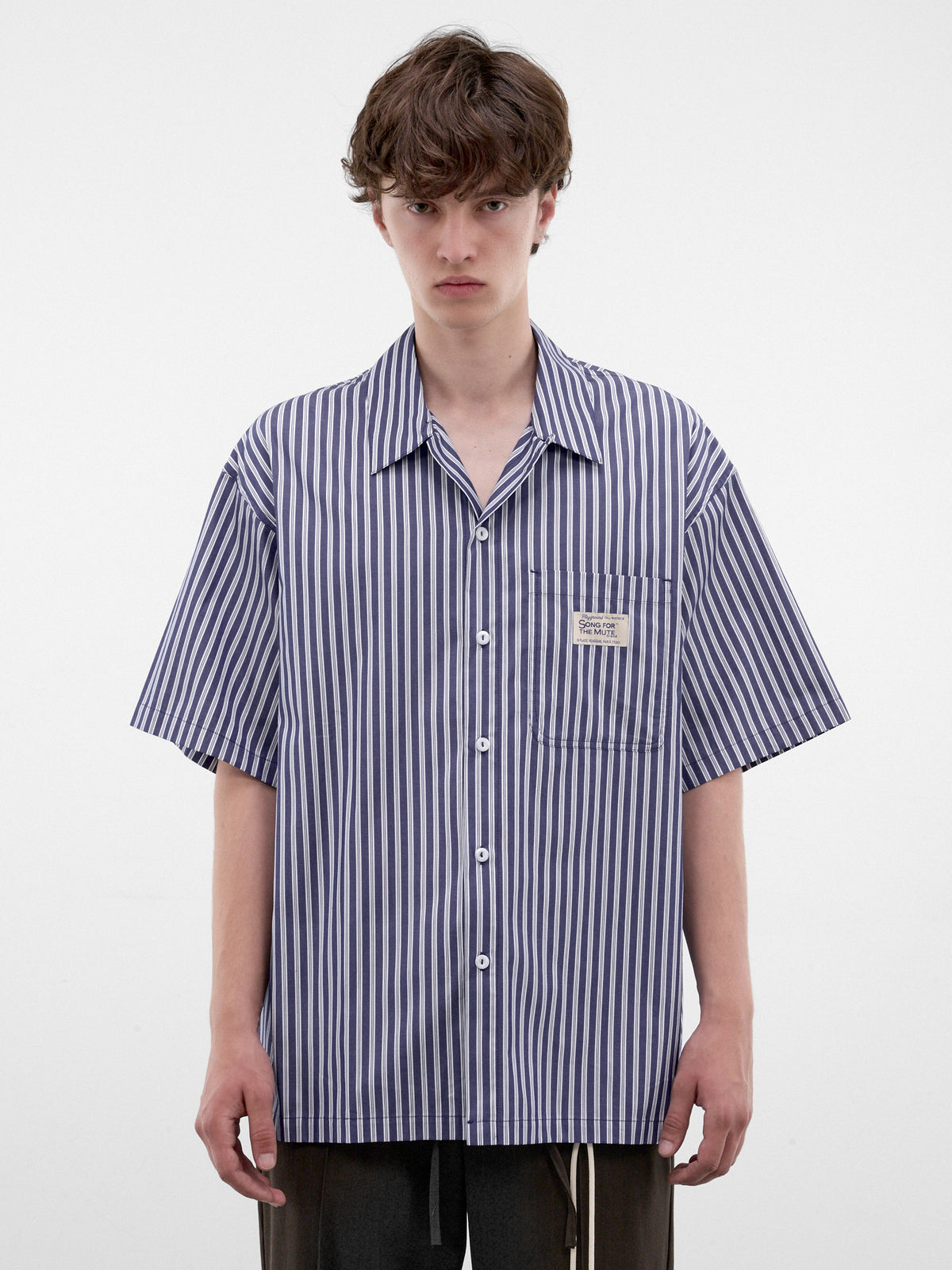 Blue Striped Boxy Gym Shirt (262-MSH071-BLUE-WIDE-STRIPE)