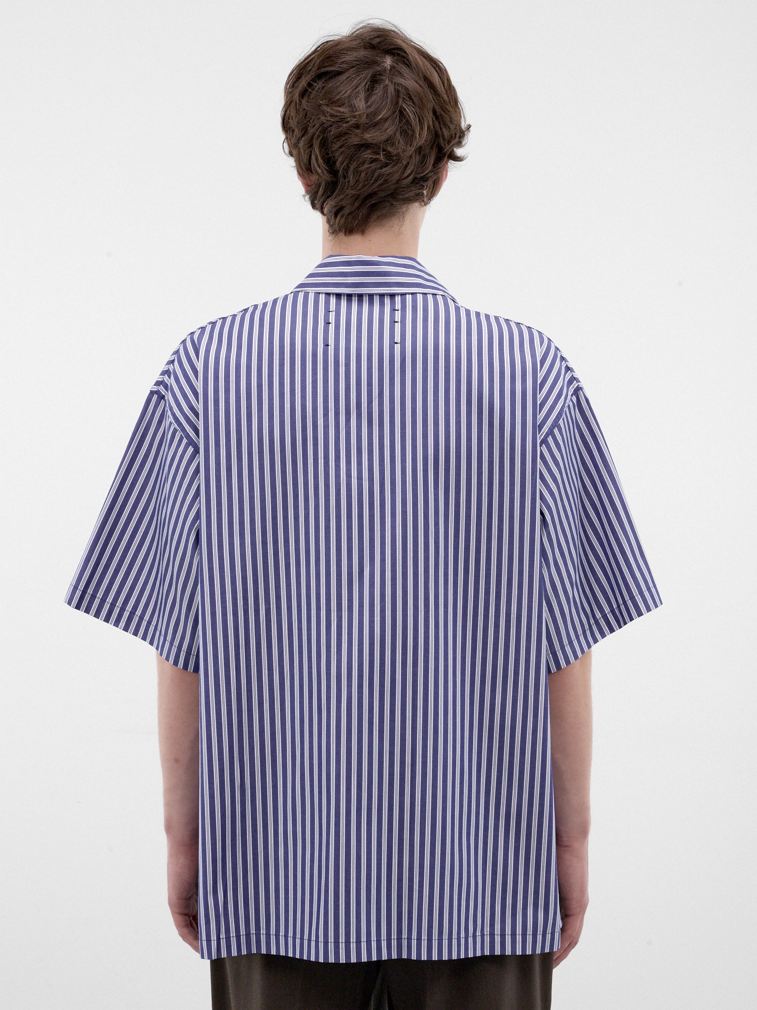 Blue Striped Boxy Gym Shirt (262-MSH071-BLUE-WIDE-STRIPE)