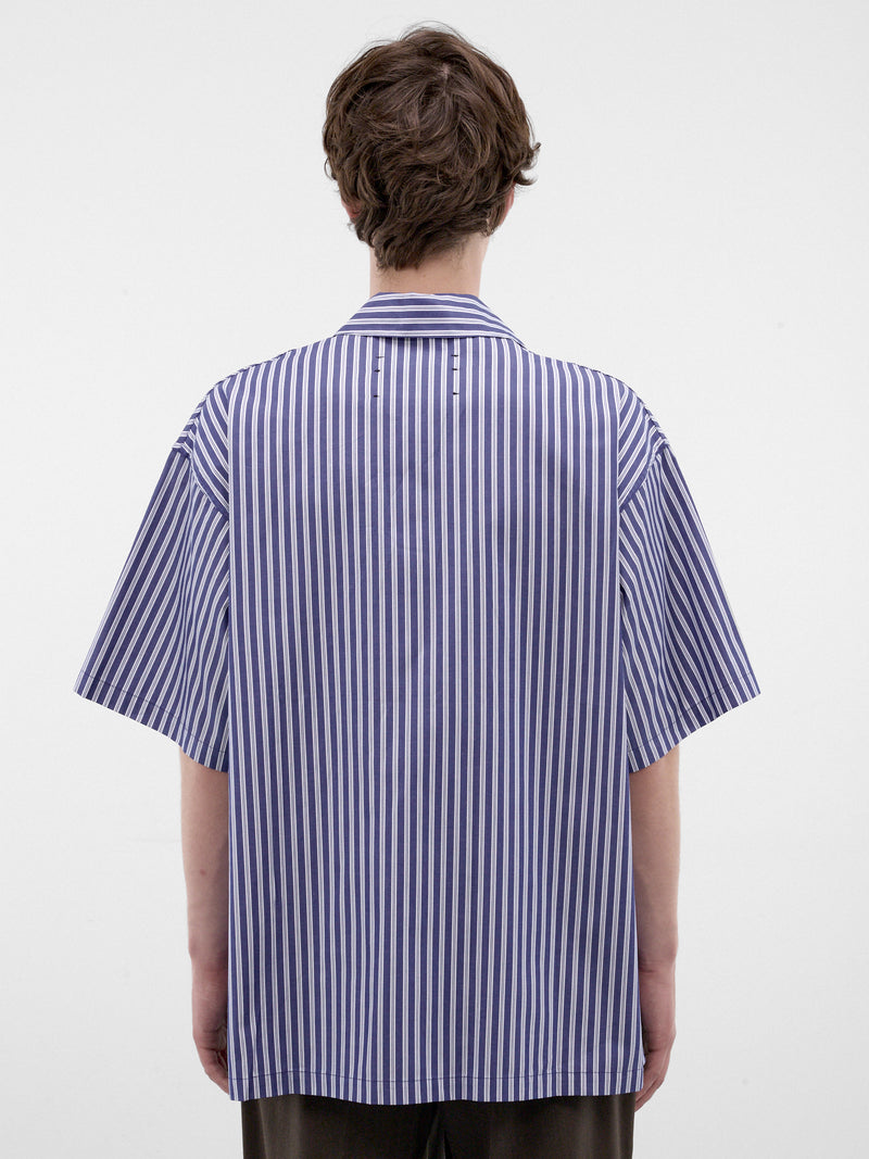 Blue Striped Boxy Gym Shirt (262-MSH071-BLUE-WIDE-STRIPE)
