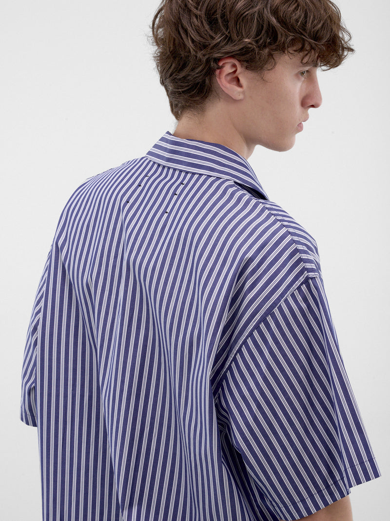 Blue Striped Boxy Gym Shirt (262-MSH071-BLUE-WIDE-STRIPE)