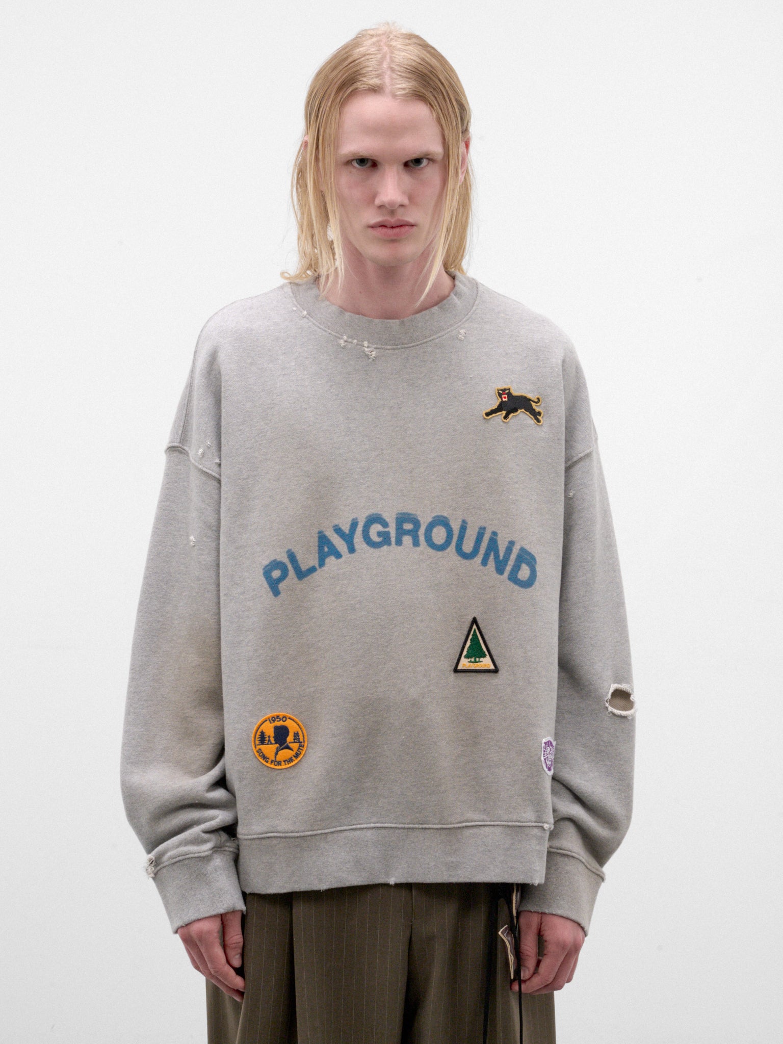 Gray Cotton Playground Relaxed Pullover (262-UJP029P5-GREY)