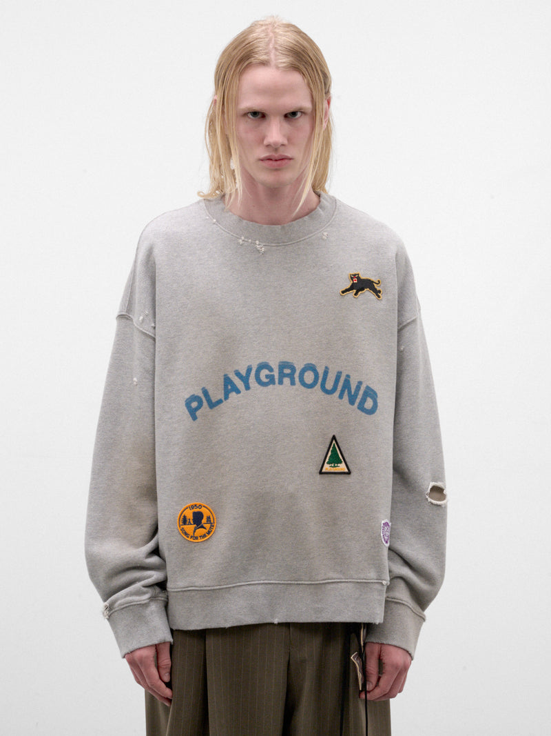 Gray Cotton Playground Relaxed Pullover (262-UJP029P5-GREY)