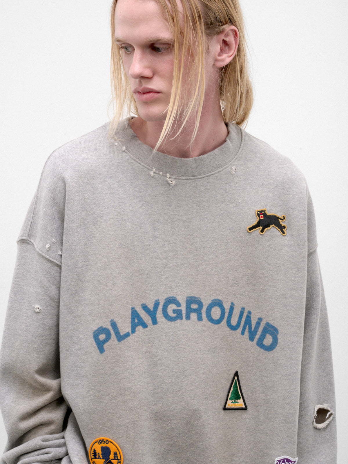 Gray Cotton Playground Relaxed Pullover (262-UJP029P5-GREY)
