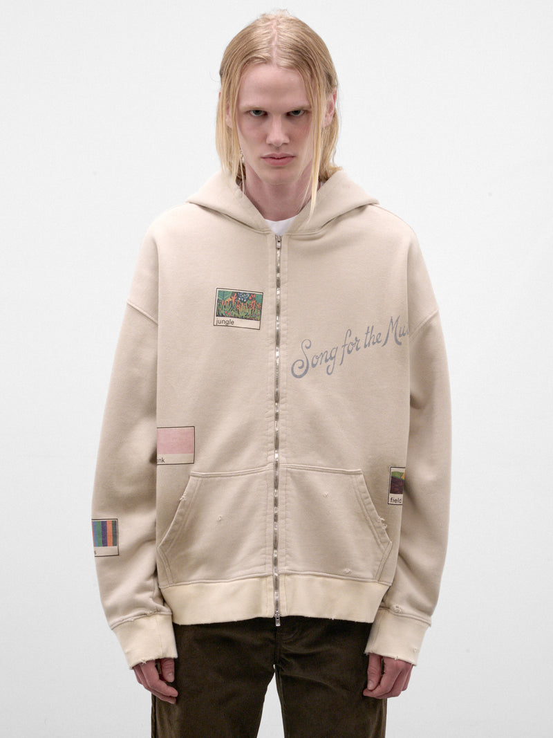 Beige Cotton Graphic Zip Hoodie (262-UJP035P9-BEIGE)