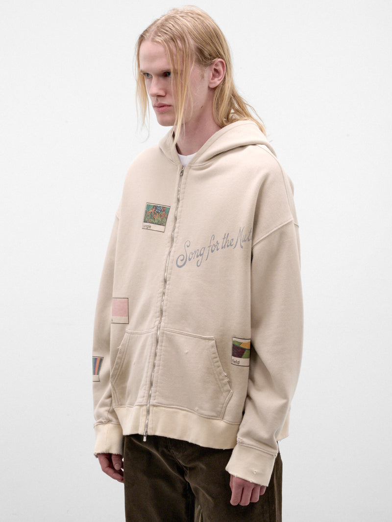 Beige Cotton Graphic Zip Hoodie (262-UJP035P9-BEIGE)