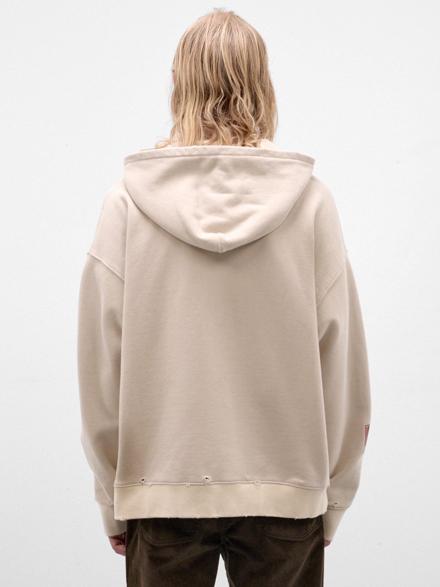 Beige Cotton Graphic Zip Hoodie (262-UJP035P9-BEIGE)