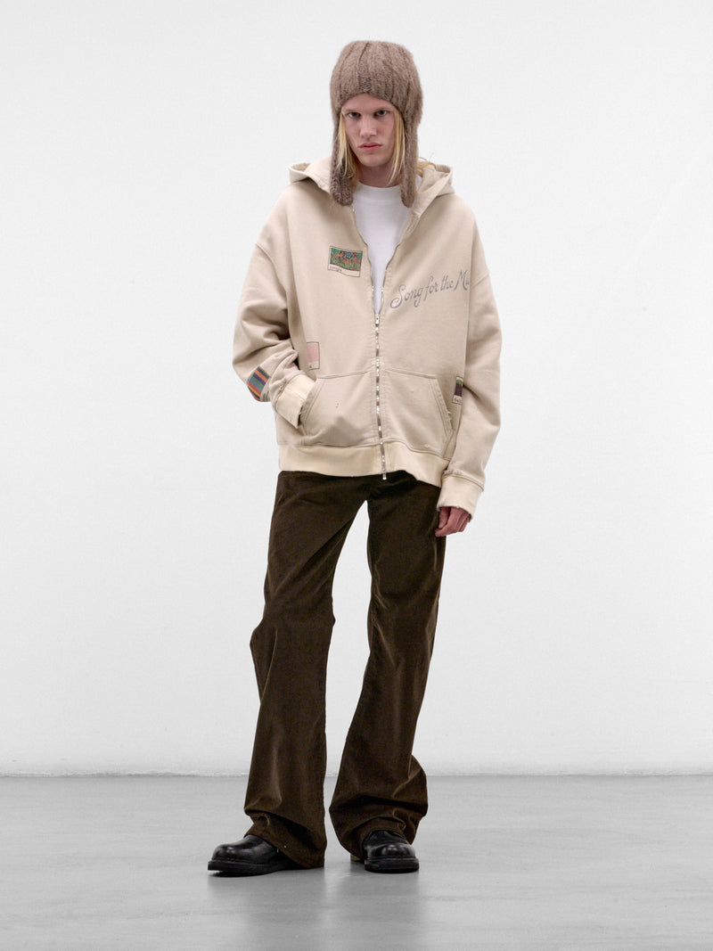 Beige Cotton Graphic Zip Hoodie (262-UJP035P9-BEIGE)