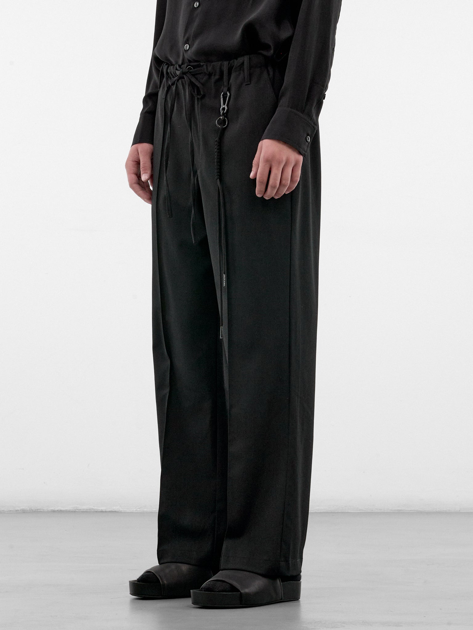 Wool Loose Pin Stitch Pants (262-UPT110-BLACK)