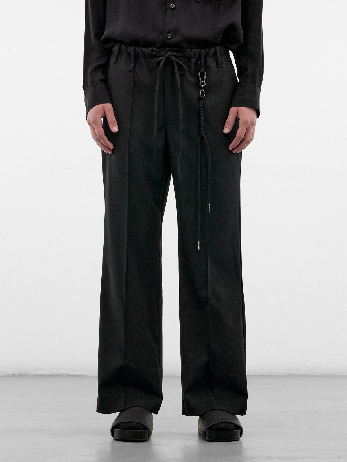 Wool Loose Pin Stitch Pants (262-UPT110-BLACK)