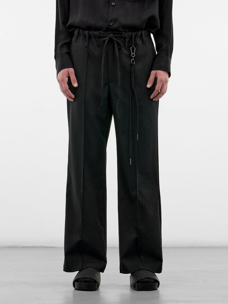 Wool Loose Pin Stitch Pants (262-UPT110-BLACK)