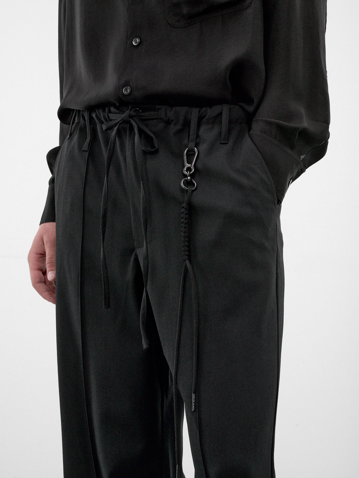 Wool Loose Pin Stitch Pants (262-UPT110-BLACK)