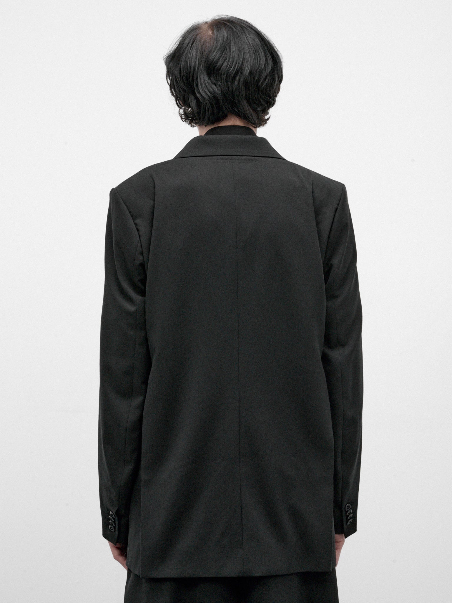 Black Wool Asymmetric Tailored Blazer (26A0367-BLACK)