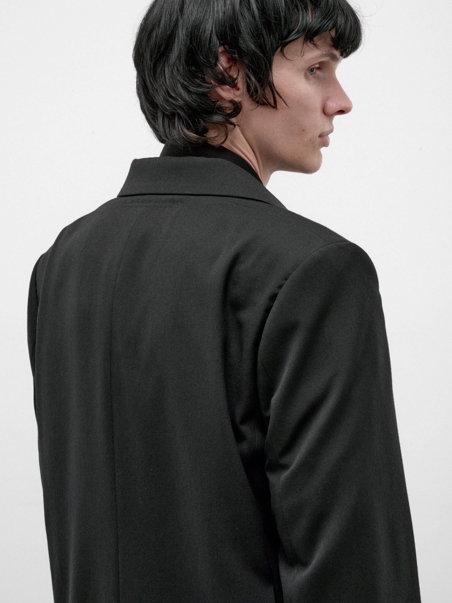 Black Wool Asymmetric Tailored Blazer (26A0367-BLACK)