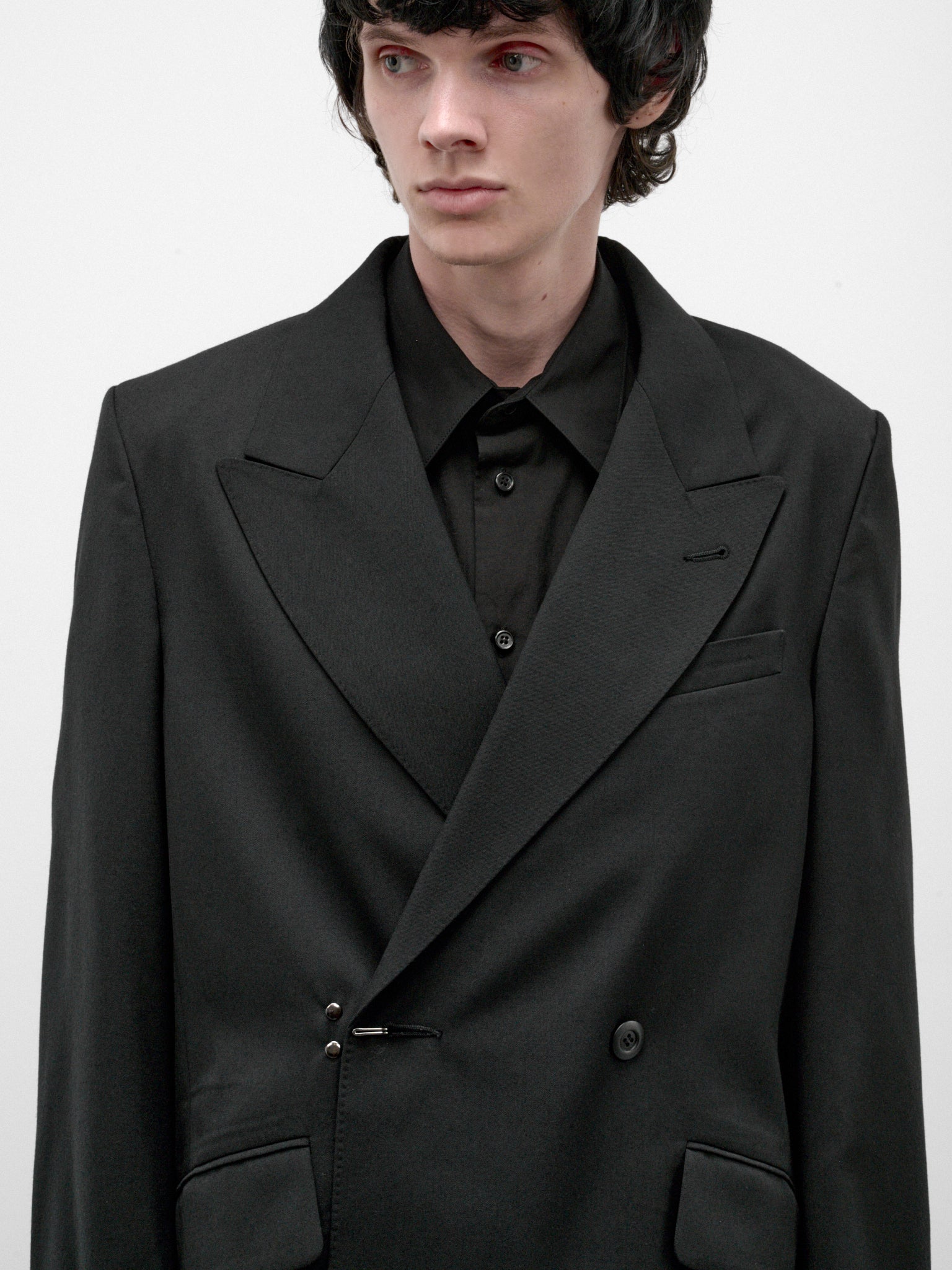 Black Wool Asymmetric Tailored Blazer (26A0367-BLACK)