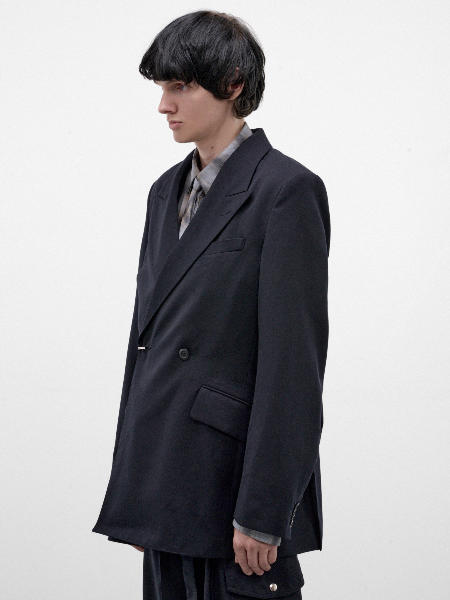 Navy Wool Asymmetric Tailored Blazer (26A0367-NAVY