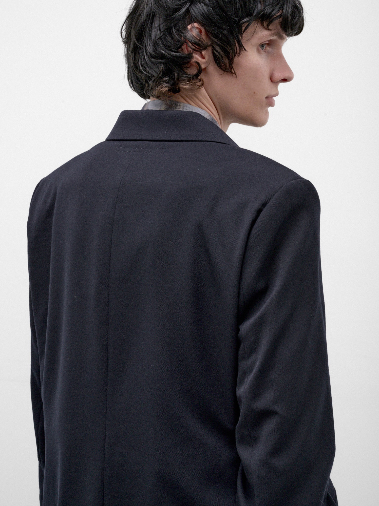 Navy Wool Asymmetric Tailored Blazer (26A0367-NAVY