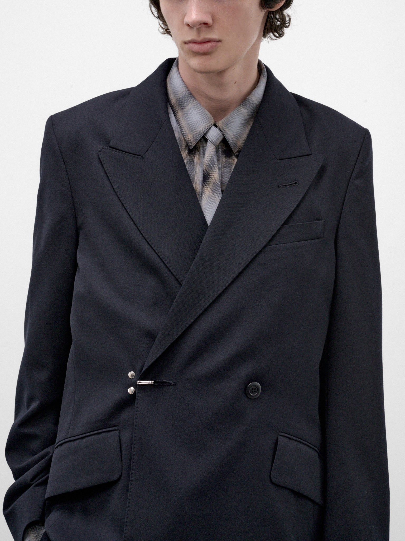 Navy Wool Asymmetric Tailored Blazer (26A0367-NAVY