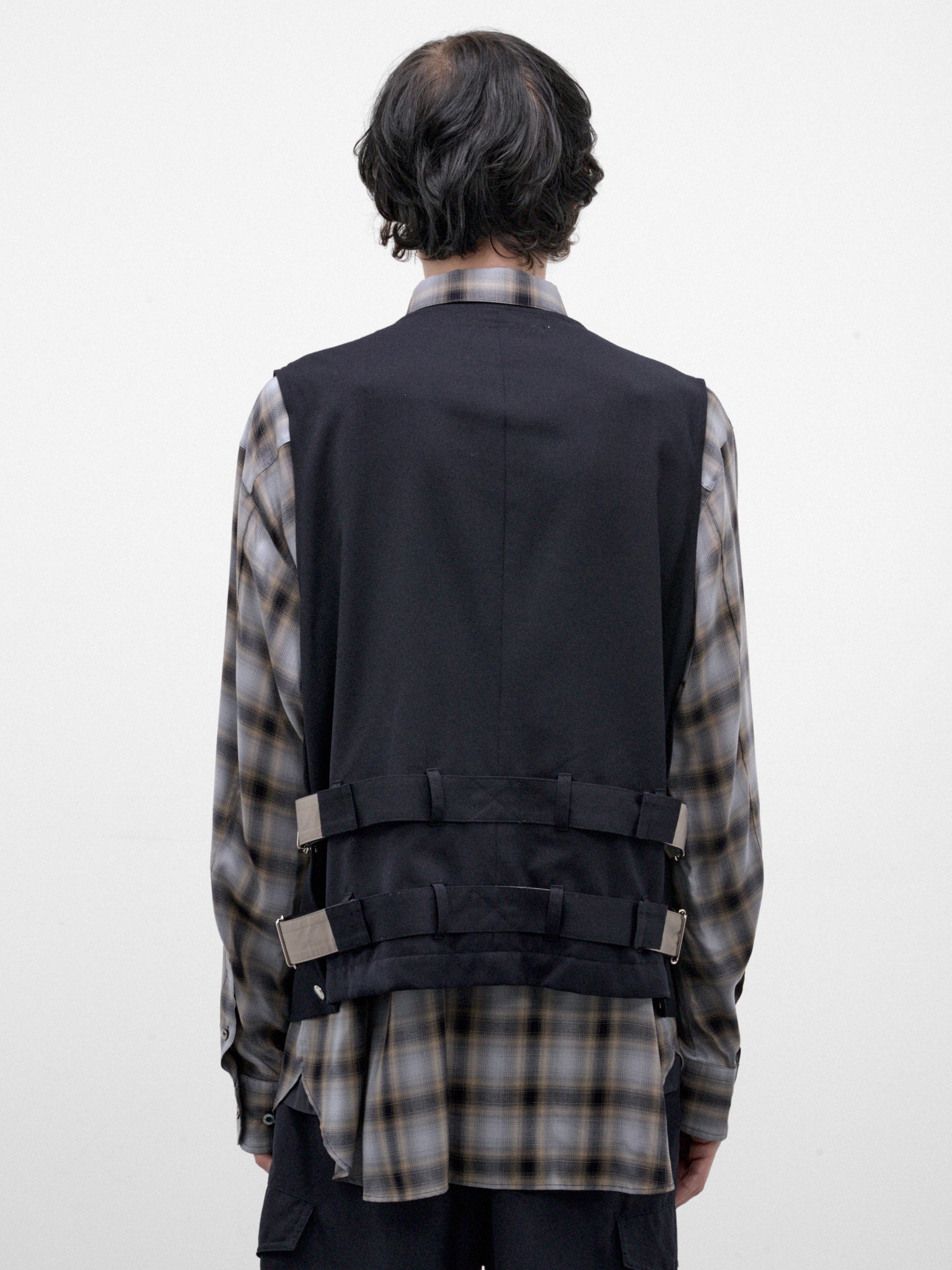 Navy Wool Asymmetric Utility Vest (26A0369-NAVY)